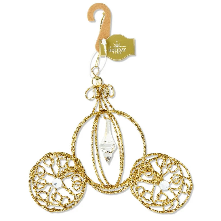 Gold Glitter Coach Christmas Ornament, 5.5", by Holiday Time - Walmart.com | Walmart (US)