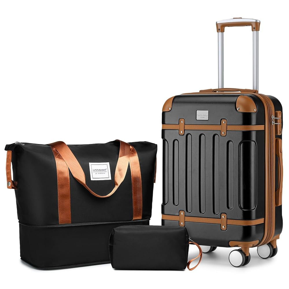LARVENDER Luggage Sets 3 Piece, Expandable Carry on Luggage 22x14x9 Airline Approved Hardshell Su... | Amazon (US)