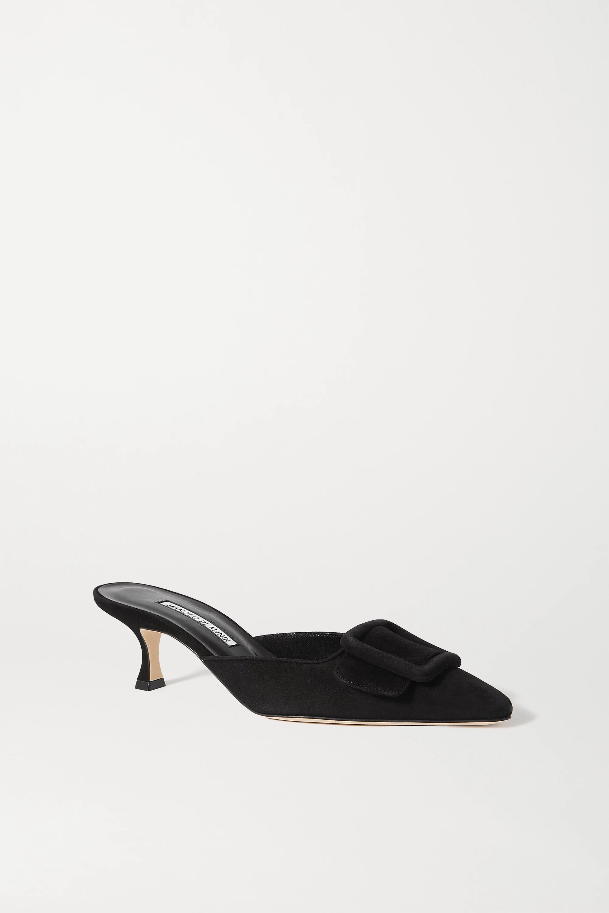 Black Maysale 50 buckled suede mules | Manolo Blahnik | NET-A-PORTER | NET-A-PORTER (UK & EU)