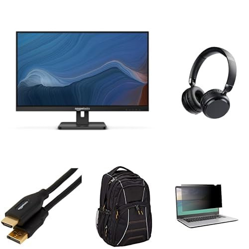Amazon Basics Return to Office Tech Bundle – Monitor 27in, Privacy Screen Cover 14in, Bluetooth Headphones, Wired Keyboard and Mouse, Laptop Backpack, Surge Protector Power Strip, Ethernet Patch Cable | Amazon (US)