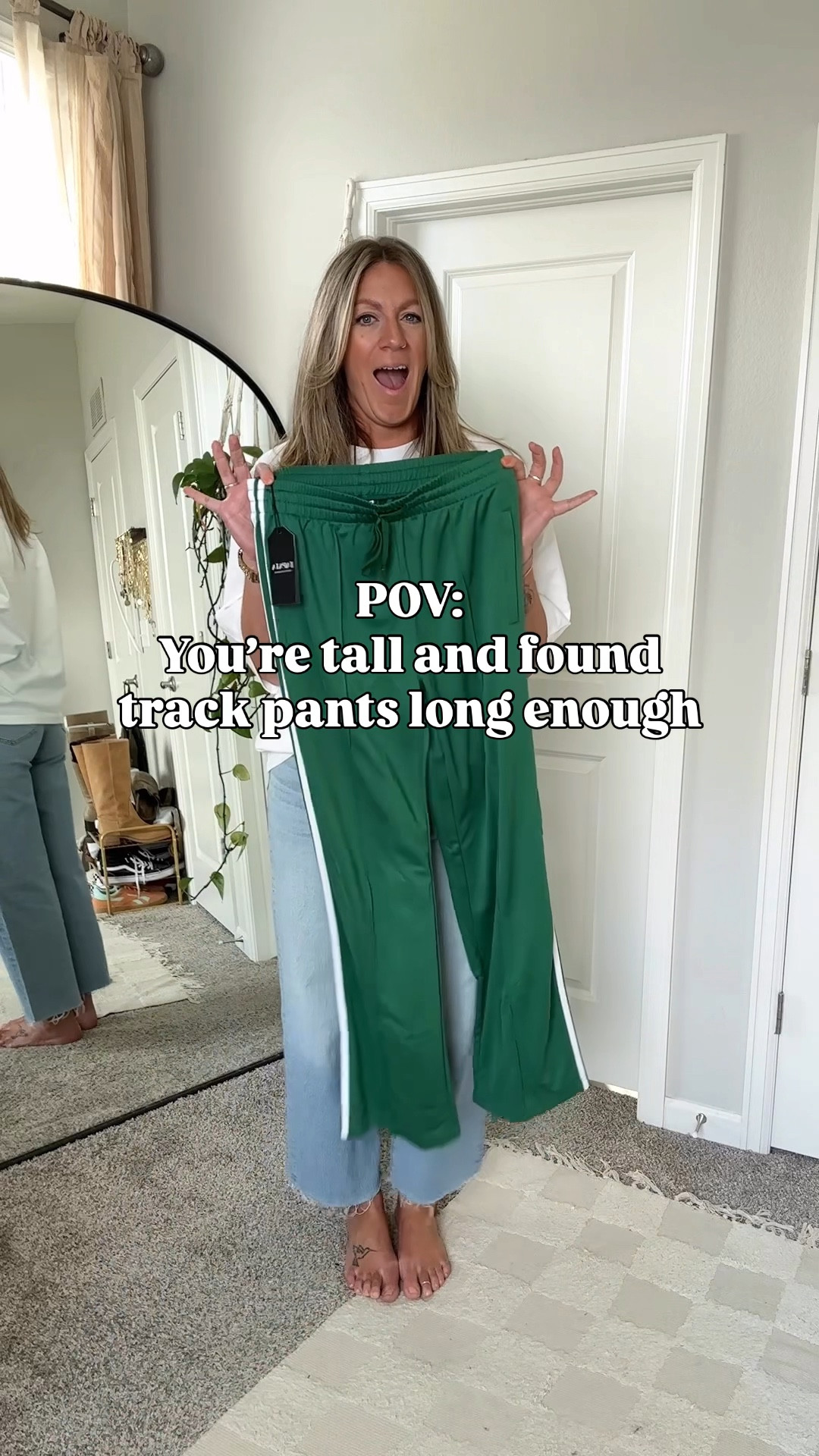 Hello gorgeous! Track pants long enough for tall girls! Wearing a large tall (34”)

✨large button up, XL denim shirt (thicker, I wear it as a jacket) 11 sneakers
✨large tall denim shirt, 11 pumps
✨large bubble tank, 11 sandals
✨large white tee, large sweater, 11 miles
✨large sweater vest, 11 sneakers
✨large oversized white tee (men’s) 11 flip flops

#LTKMidsize #LTKOver40