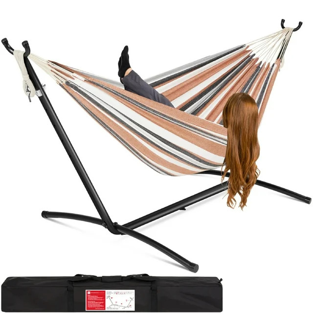 Best Choice Products 2-Person Brazilian-Style Cotton Double Hammock with Stand Set w/ Carrying Ba... | Walmart (US)