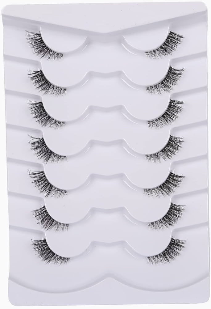 Gmagictobo False Eyelashes Natural Half Lashes Short Wispy Clear Band Lashes Pack 7 Pairs Multipa... | Amazon (US)