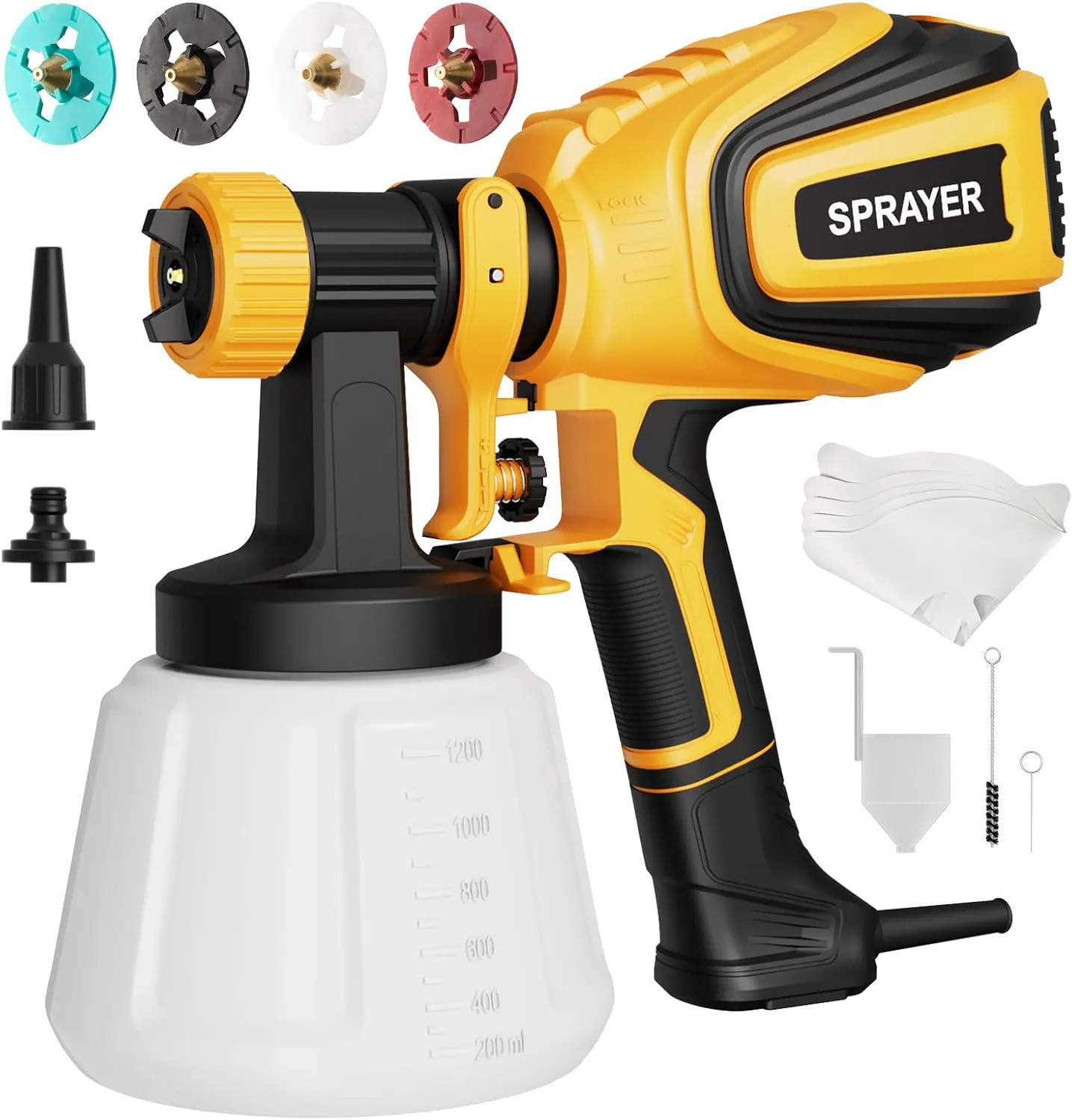VONFORN Paint Sprayer 700W HVLP Spray Gun with Cleaning and Blowing Joints 4 Nozzles and 3 Patterns Easy to Clean for Furniture Cabinets Fence Walls | Lowe's