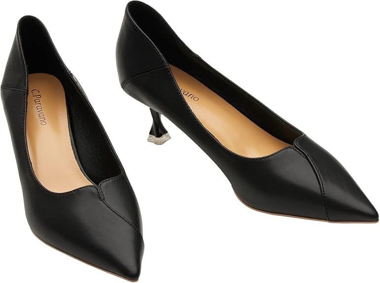 C.Paravano Pointy Kitten Heels Wedding Shoes Dressy Low Heel Work Casual Heels Flight Attendant H... | Amazon (US)