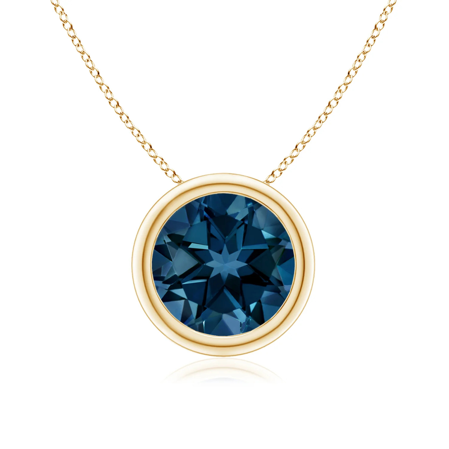 Bezel-Set Round London Blue Topaz Solitaire Pendant | Angara Inc.