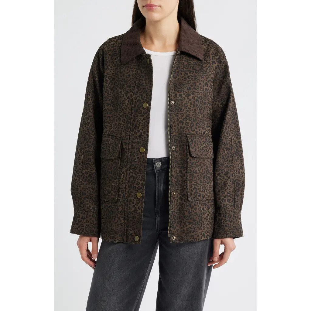 Lucky Brand Missy Cotton Blend Barn Jacket in Leopard at Nordstrom Rack, Size X-Large | Nordstrom Rack