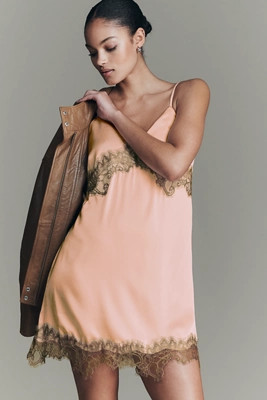 RMN Lara Lace-Trim Mini Slip Dress | Anthropologie (US)