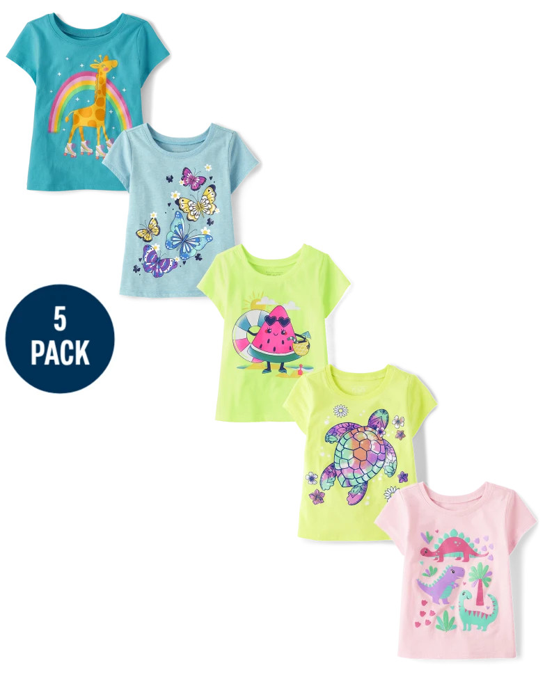 Baby And Toddler Girls Summer Graphic Tee 5-Pack - multi clr | The Children's Place