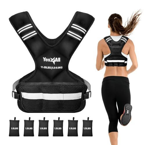 Yes4All Adjustable Weighted Vest 11-20lbs with Reflective Strip, Large Weight Vest for Strength Training for Men & Women | Amazon (US)