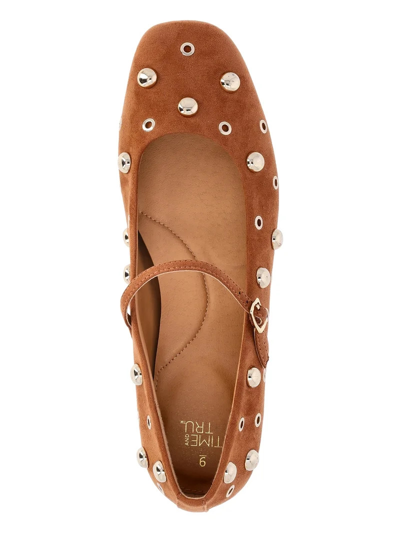 Time and Tru Women's Studded Mary Jane Flats | Walmart (US)