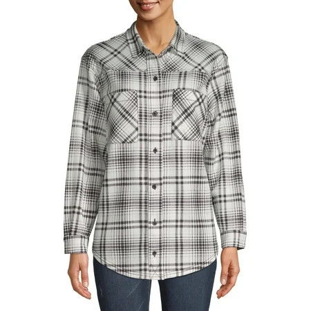 Time and Tru Women's Fleece Button Down | Walmart (US)