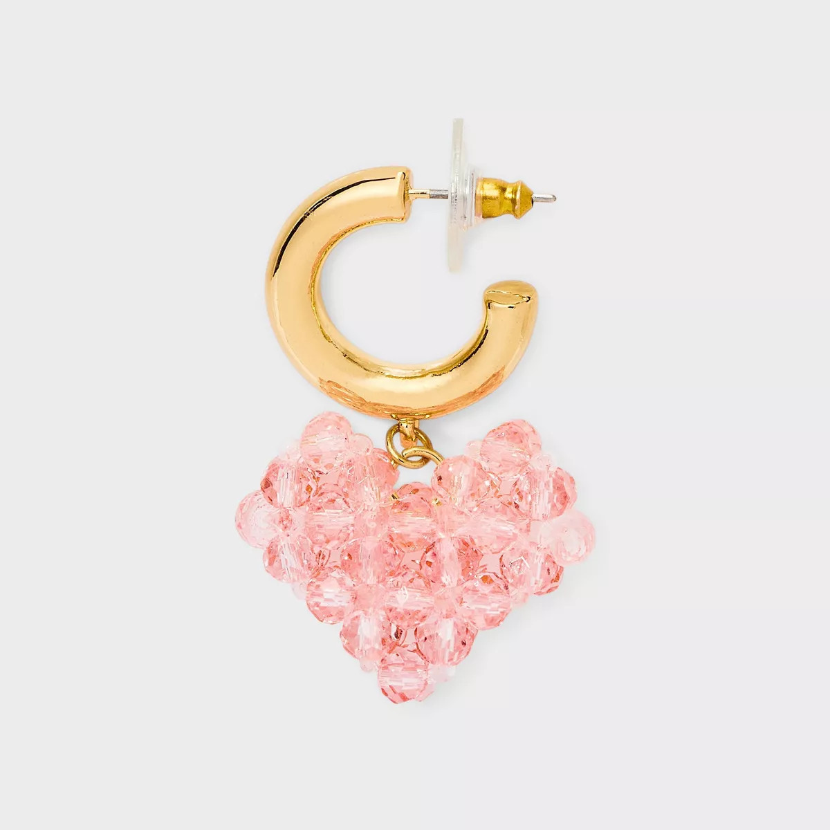 Glass Heart Hoop Earrings - Wild Fable™ Gold/Pink | Target