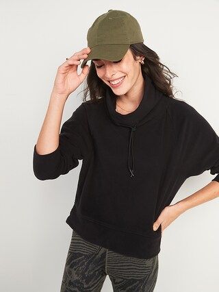 Go-Warm Cropped Micro Performance Fleece Funnel-Neck Sweatshirt for Women | Old Navy (US)