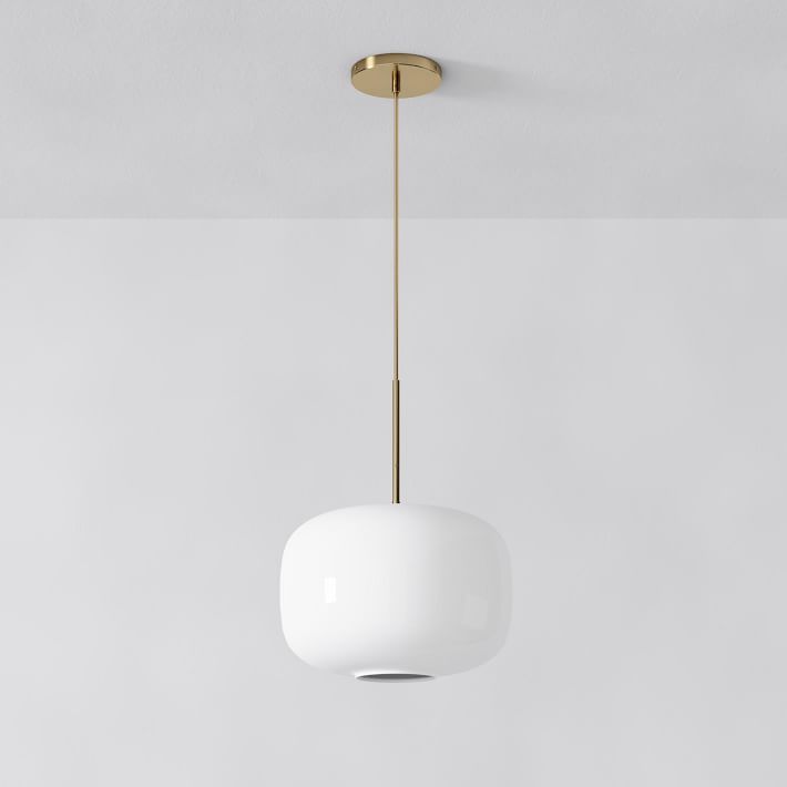 Sculptural Glass Pebble Hardwired Pendant (6"–14") | West Elm (US)