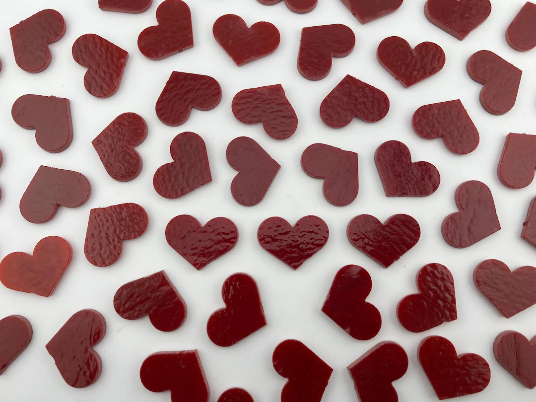 COE90 22mm Waterjet Cut Hearts on Deep Red Opal Fusible Art Glass. 3 Pack! - Etsy | Etsy (US)