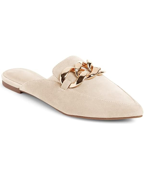 Juliet Holy Womens Mules Flats Pointed Toe Backless Loafers Slip on Metal Chain Slides | Amazon (US)