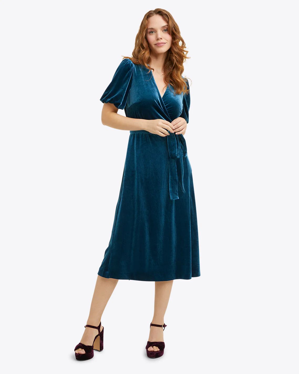 Miranda Wrap Dress in Blue Velvet | Draper James (US)