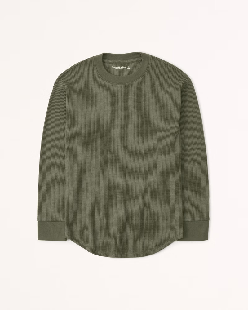 Women's Long-Sleeve Waffle Boyfriend Tee | Women's Tops | Abercrombie.com | Abercrombie & Fitch (US)