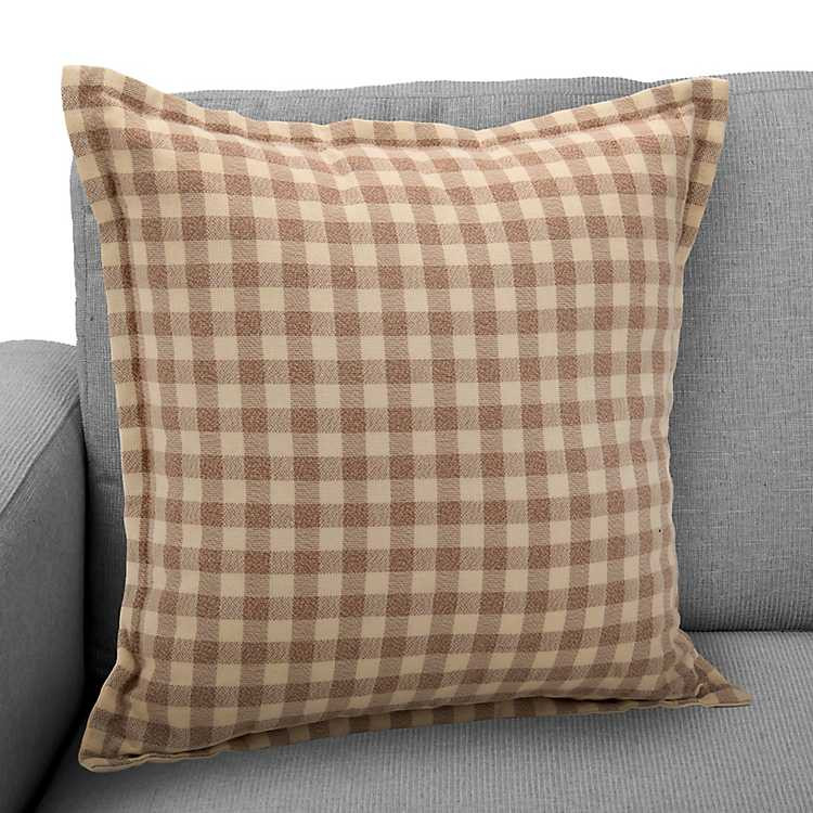New! Brown and Tan Gingham Pillow | Kirklands