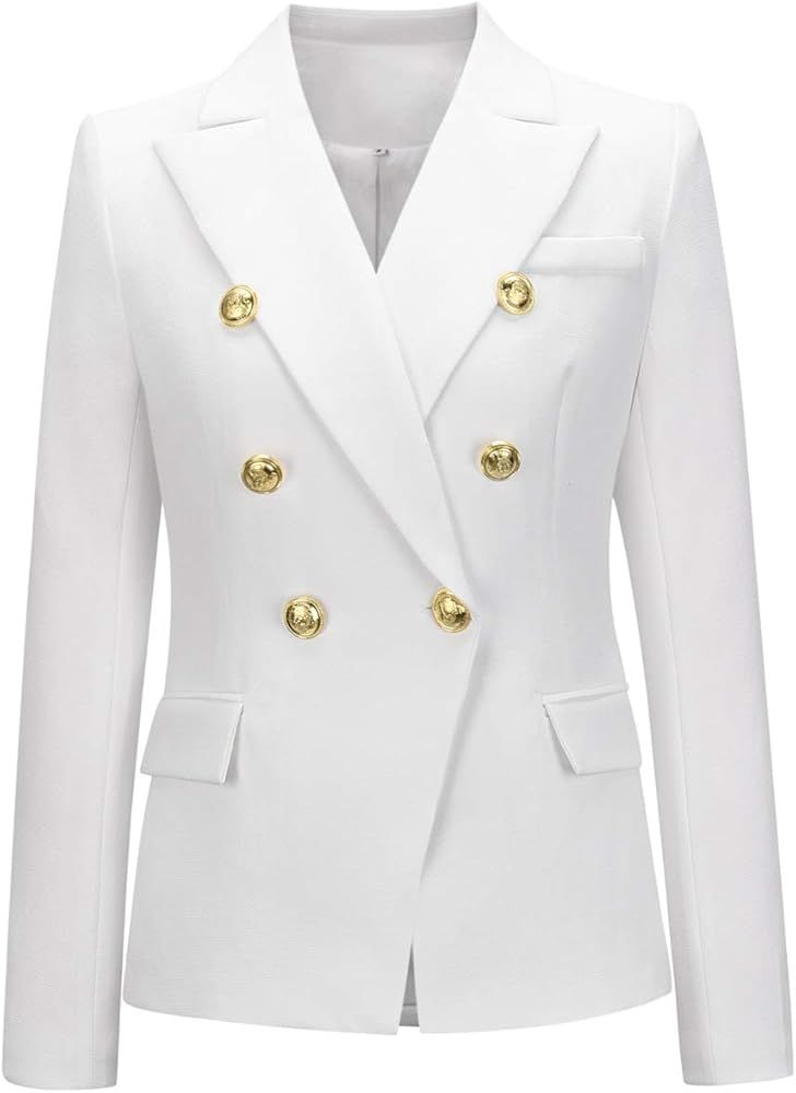 chouyatou Women's Vintage Double Breasted Slim Fit Dress Suit Blazer Jacket | Amazon (US)