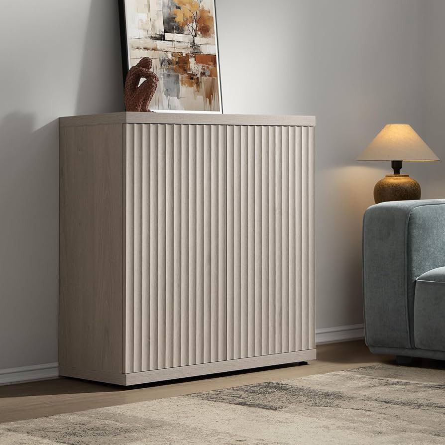 SICOTAS Buffet Cabinet with Storage Accent Sideboard Modern Credenza with Doors & Shelves Fluted ... | Amazon (US)