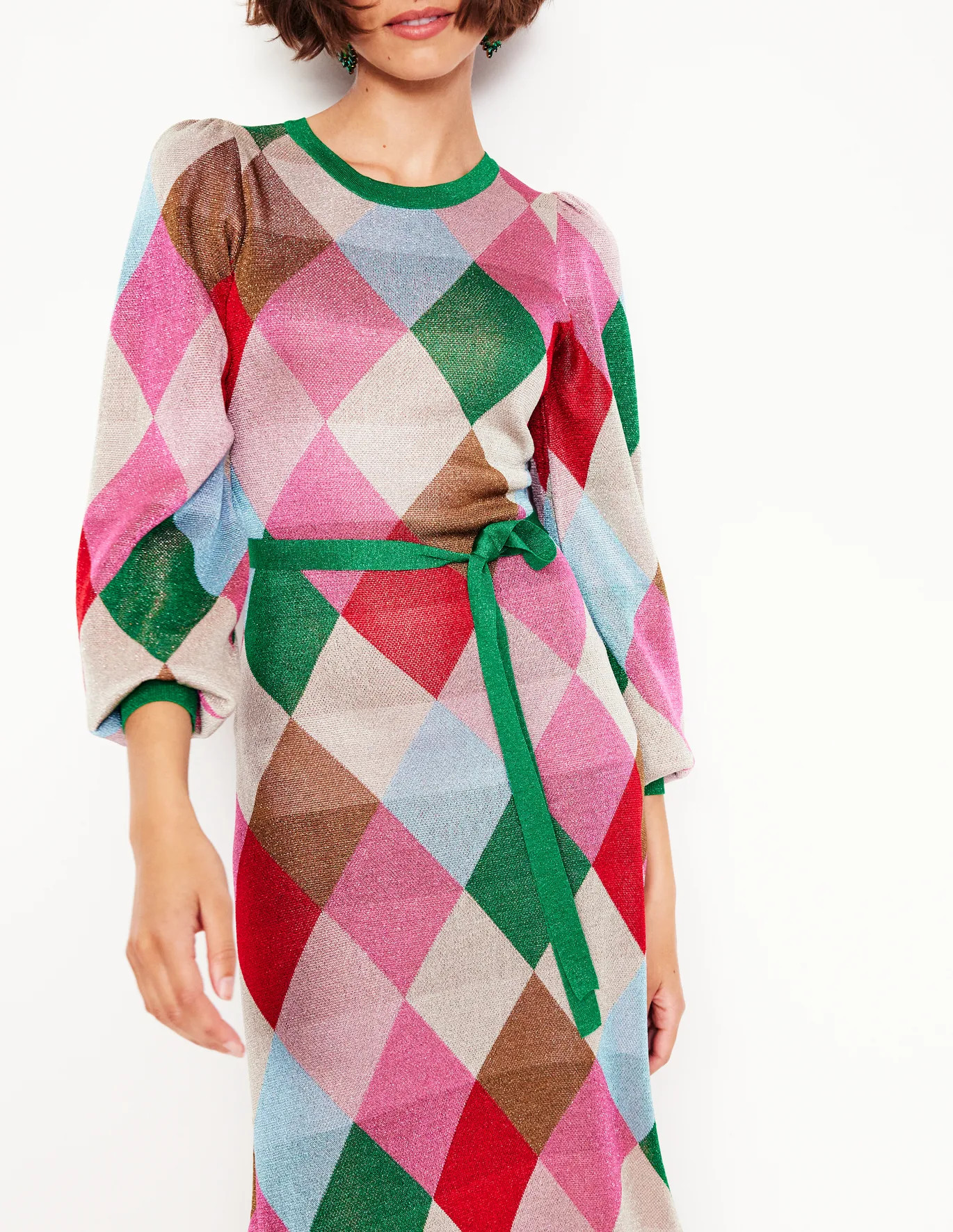 Crew Metallic Jacquard Dress | Boden (US)