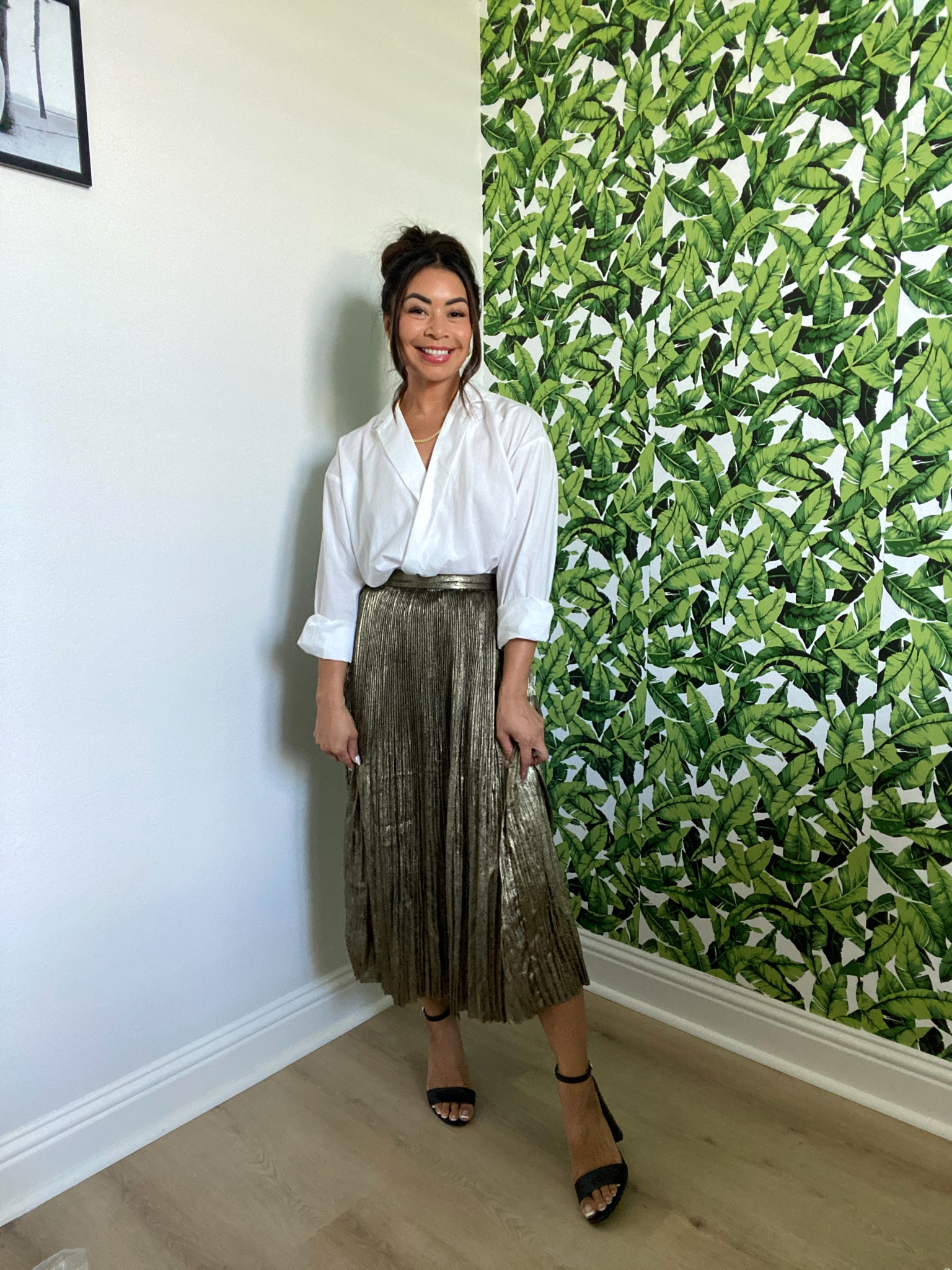 Metallics are still trending for fall! Grabbed this gold pleated skirt from Amazon 

Wearing a small in both the skirt and blouse 

#LTKunder50 #LTKstyletip #LTKworkwear
