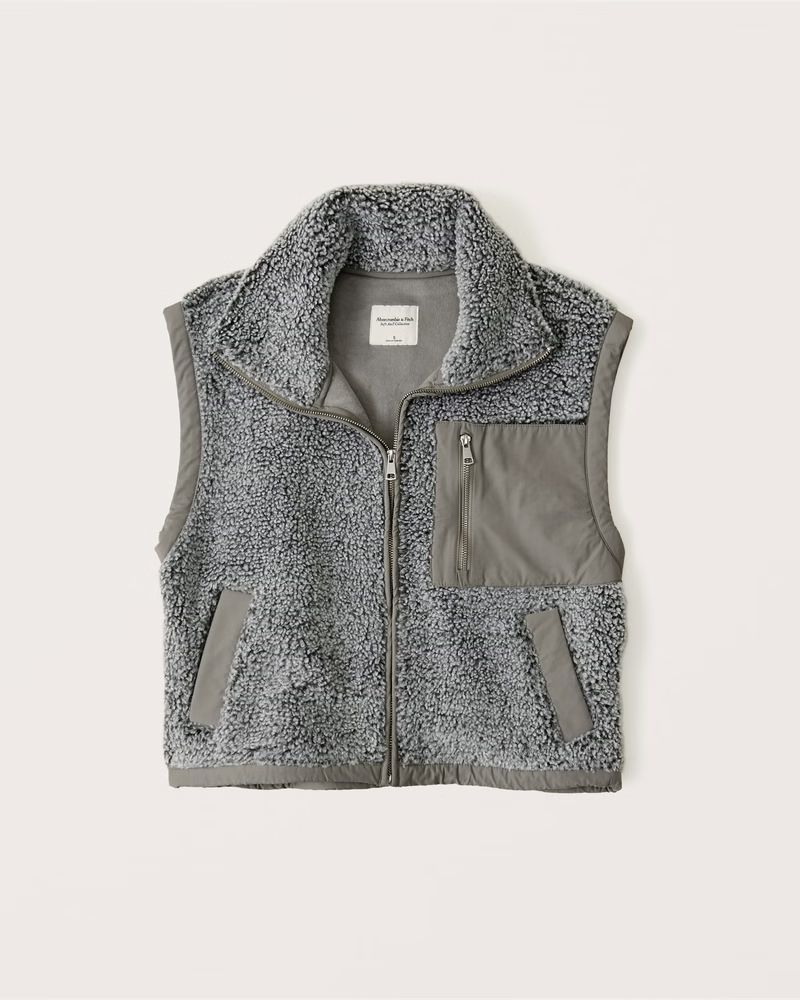Women's Cropped Sherpa Vest | Women's Clearance | Abercrombie.com | Abercrombie & Fitch (US)