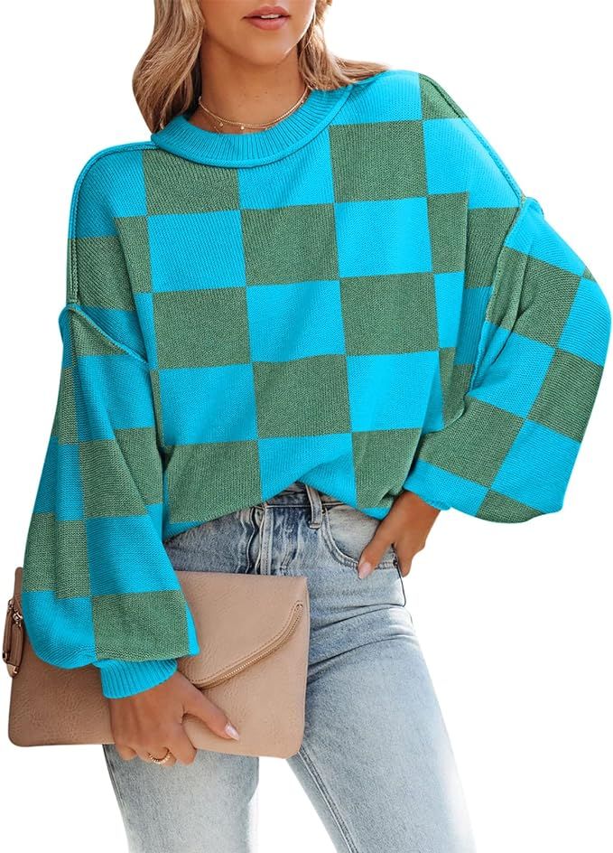 HAPCOPE Women's Oversized Sweater Crewneck Batwing Sleeve Side Slit Ribbed Knit Pullover Sweaters... | Amazon (US)