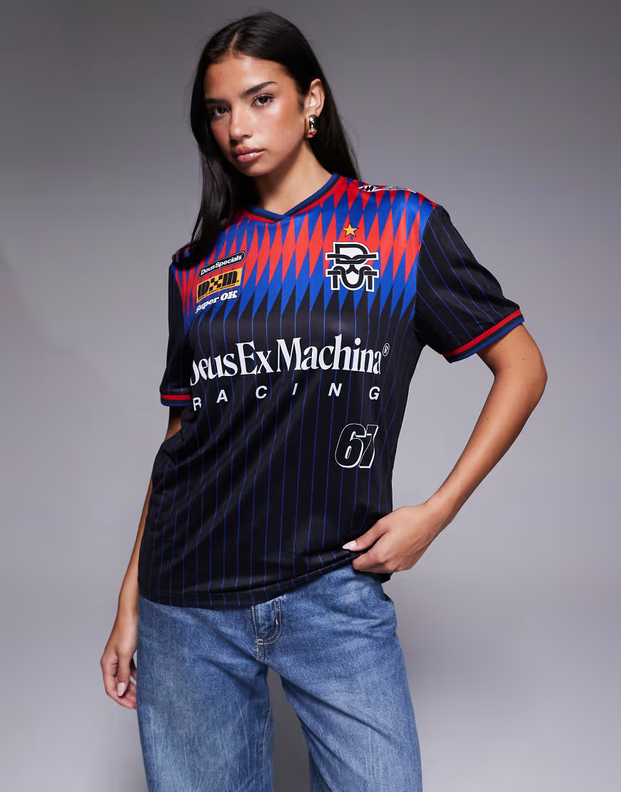 Deus Ex Machina bouras moto jersey tee in black | ASOS (Global)