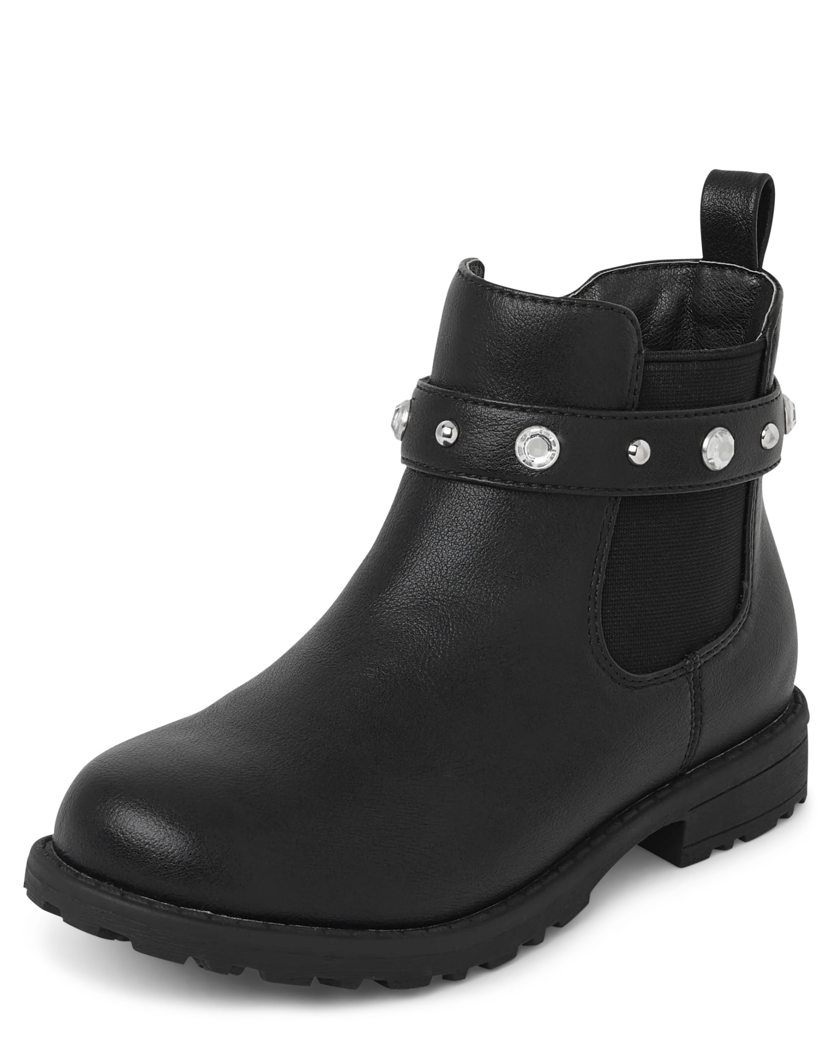 Girls Rhinestone Chelsea Boots - black | The Children's Place