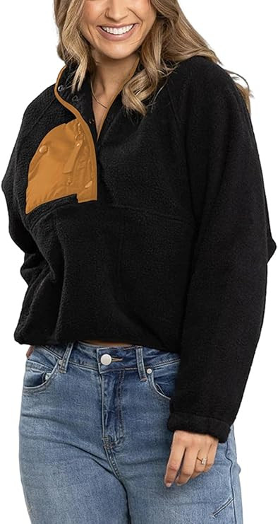 Ladmous Women's Coat Fleece Jacket Sherpa Fuzzy Faux Shearling snap stand collar Casual Winter Wa... | Amazon (US)