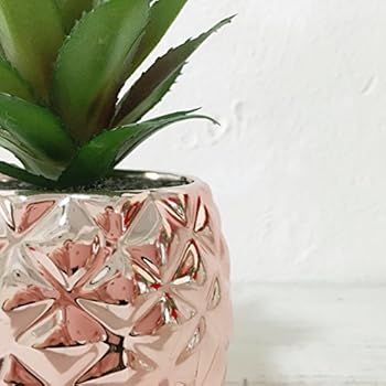 Porcelain Potted Artificial Succulent 7.8" Pineapple Ananas decoration Home Office Plant (Rose Go... | Amazon (US)