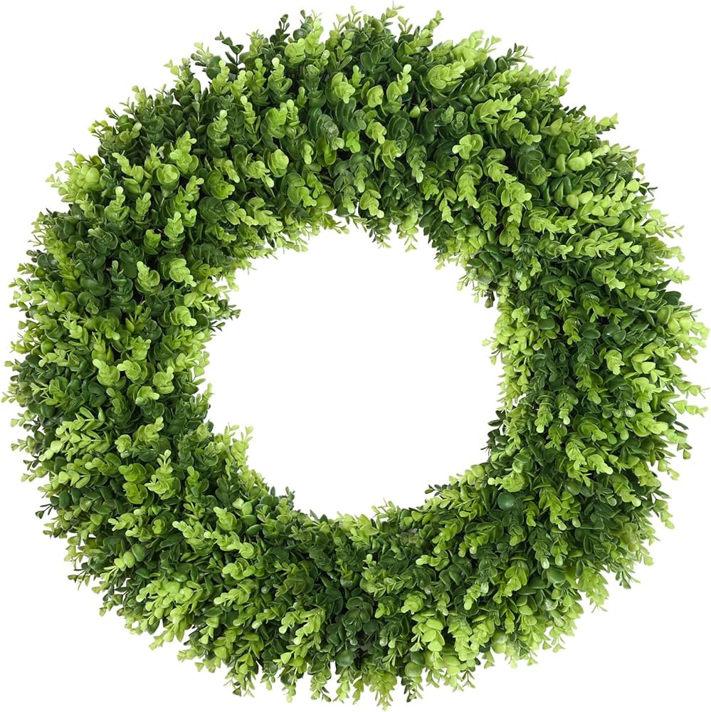 DDHS 32 inch Boxwood Wreath, Artificial Large Summer Wreaths for Front Door with Yellow Cloth can... | Amazon (US)