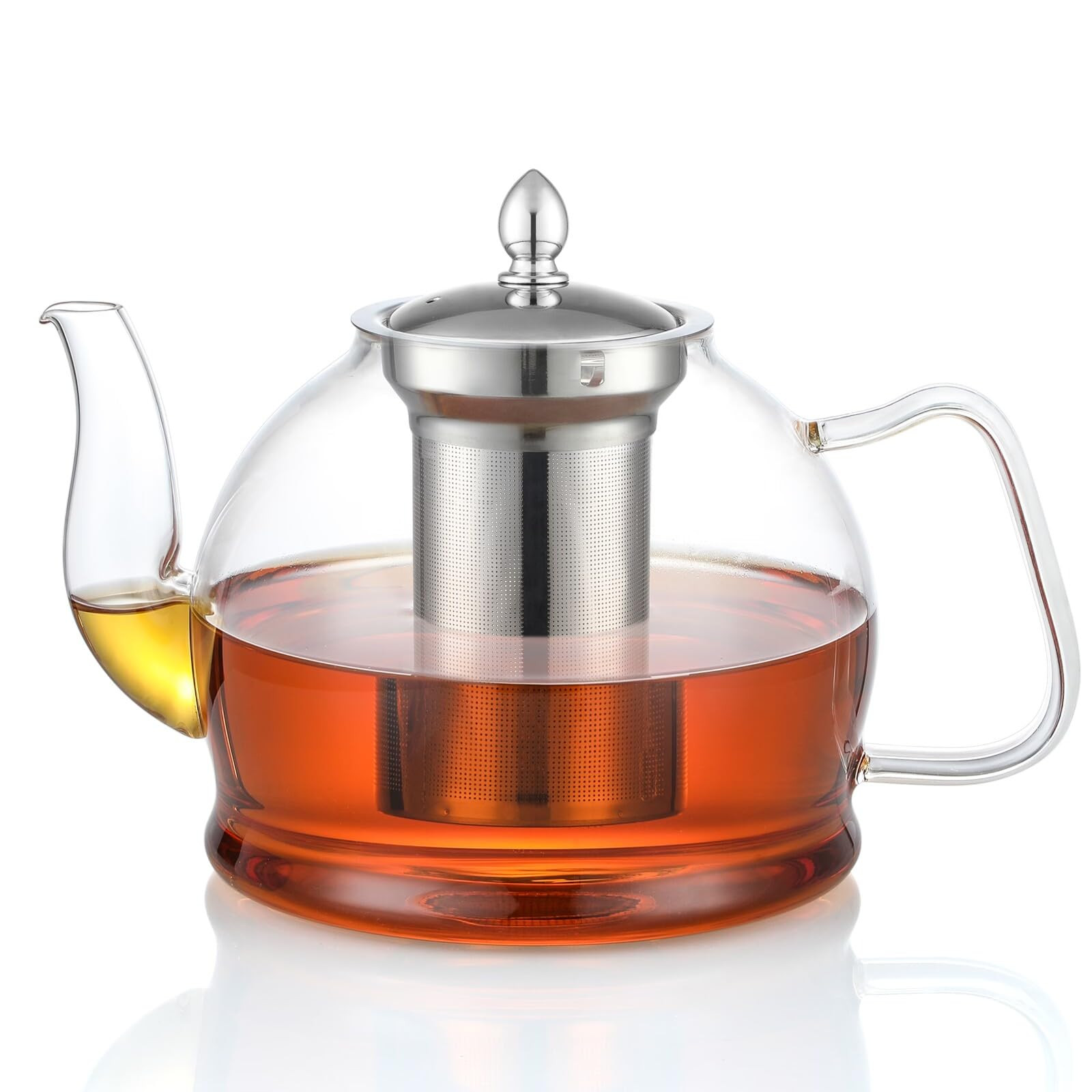 HIWARE 1500ml Glass Teapot with Removable Infuser, Stovetop Safe Tea Kettle, Blooming and Loose L... | Amazon (US)