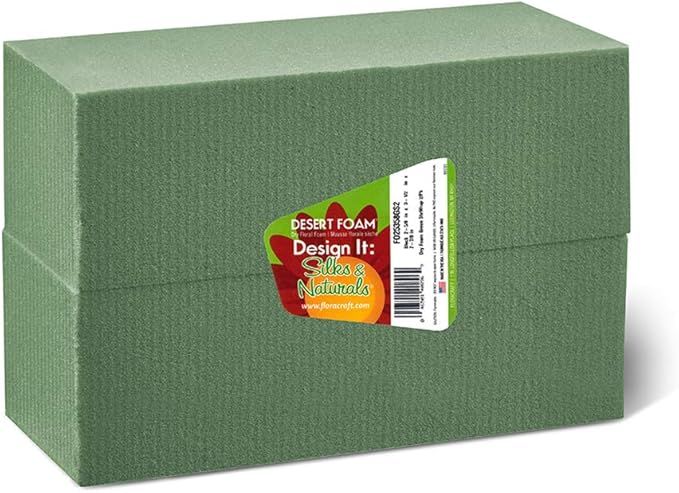 FloraCraft Floral Dry Foam 2 Piece Brick 2.6 Inch x 3.5 Inch x 7.8 Inch Green | Amazon (US)