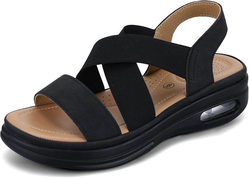 mysoft Women's Comfortable Walking Sandals Air Cushion Sport Slingback Elastic Band Platform Shoe... | Amazon (US)
