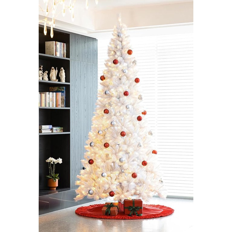BSHAPPLUS 7.5 ft Pre-Lit White Christmas Tree,600 Color-Changing LED Lights,1600 Branch Tips,Hing... | Walmart (US)