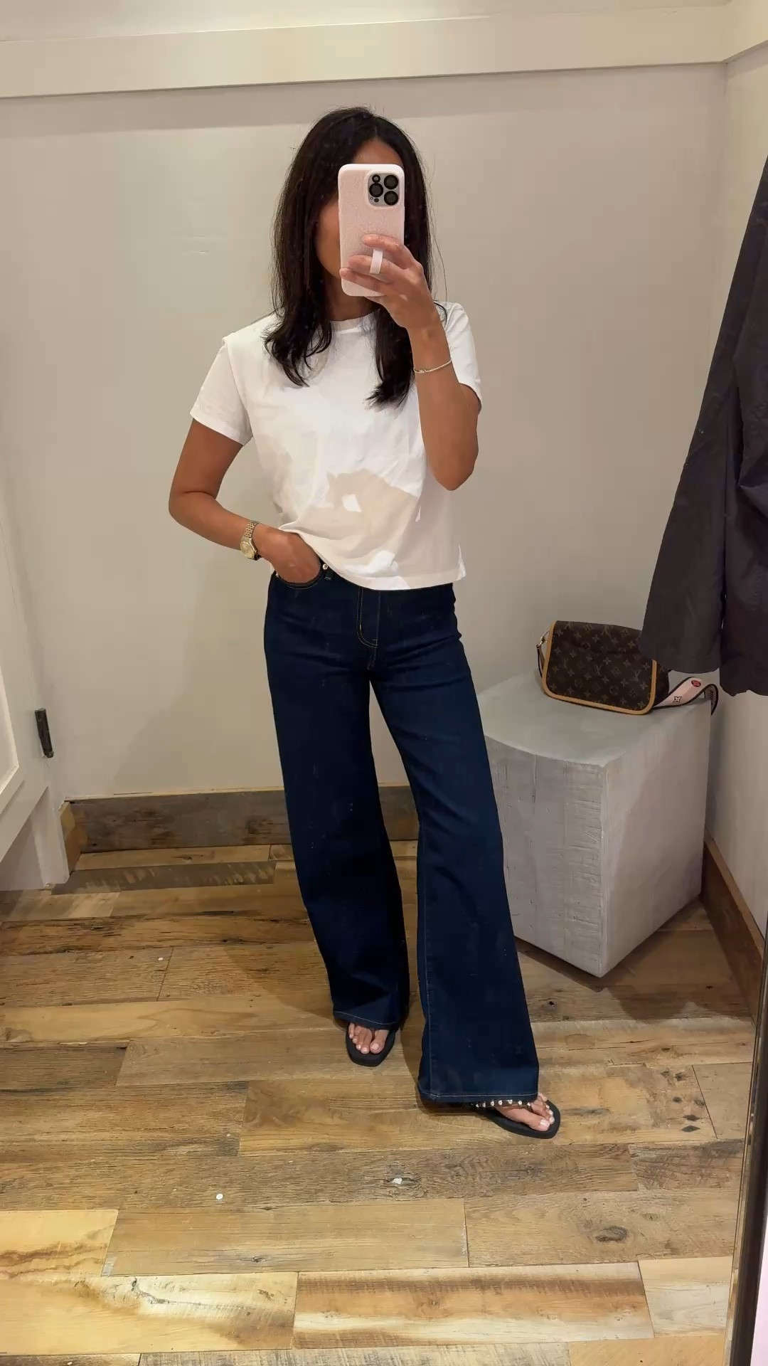 Frame jeans on sale. Some are also additional 50% off. Slim palazzo style. True to size. Good fit with stretch. Will use as dressy jeans.

#LTKOver40
