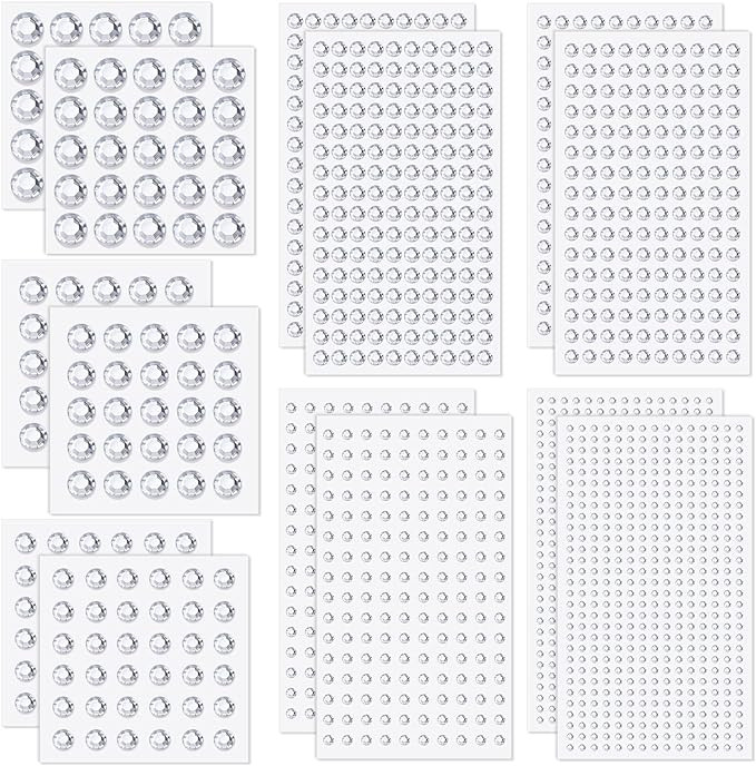 2032 Pieces Self Adhesive Face Gems Stick on, Cridoz Hair Gems Rhinestones Stickers Bling Jewels ... | Amazon (US)