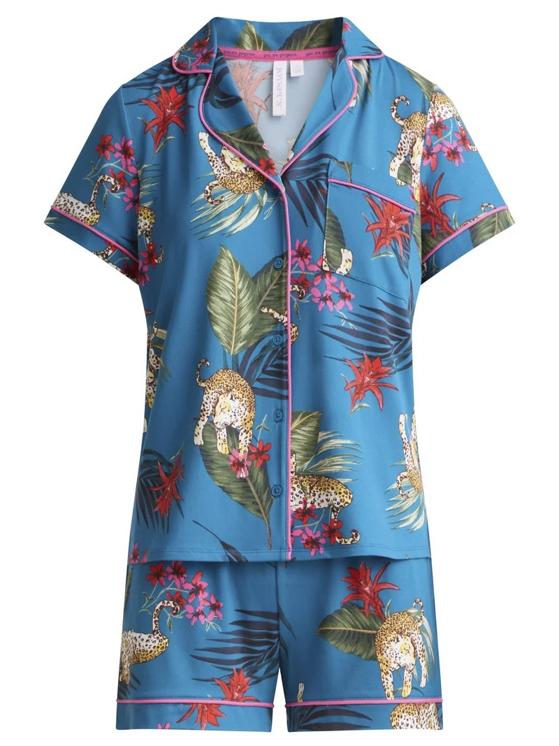Joypsun Women's Dreamy Soft Collection Notch Collar Top and Shorts Pajama Set, 2-Piece, Sizes XS-... | Walmart (US)