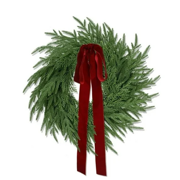 My_Texas_House 24" Norfolk Pine & Cedar Wreath for Front Door, Artificial Christmas Wreath Season... | Walmart (US)
