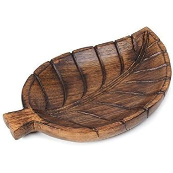 NIRMAN - Decorative Tray Wooden Leaf Design Serving Tray Platter Breakfast Table Kitchen Décor | Amazon (US)