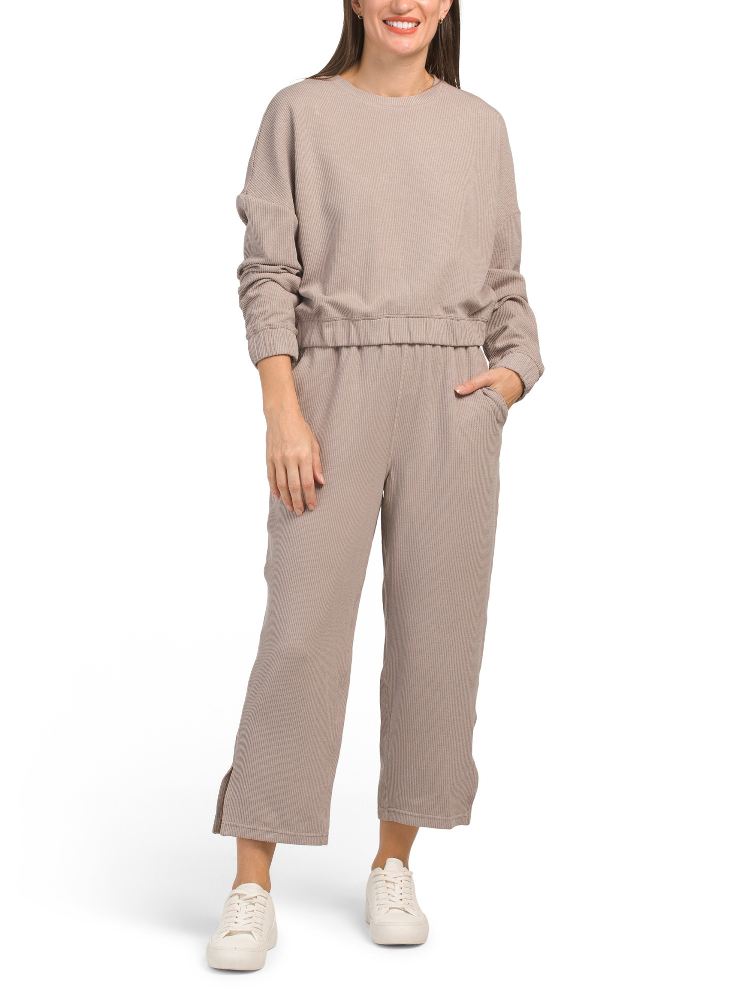 Scuba Rib Zuri Crop Crew Pullover And Wide Leg Pants | Women | Marshalls | Marshalls