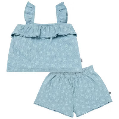 Modern Moments™ by Gerber Toddler Girls' 2-Piece Top and Shorts Set, Medium Teal Floral, 12 Months | Target