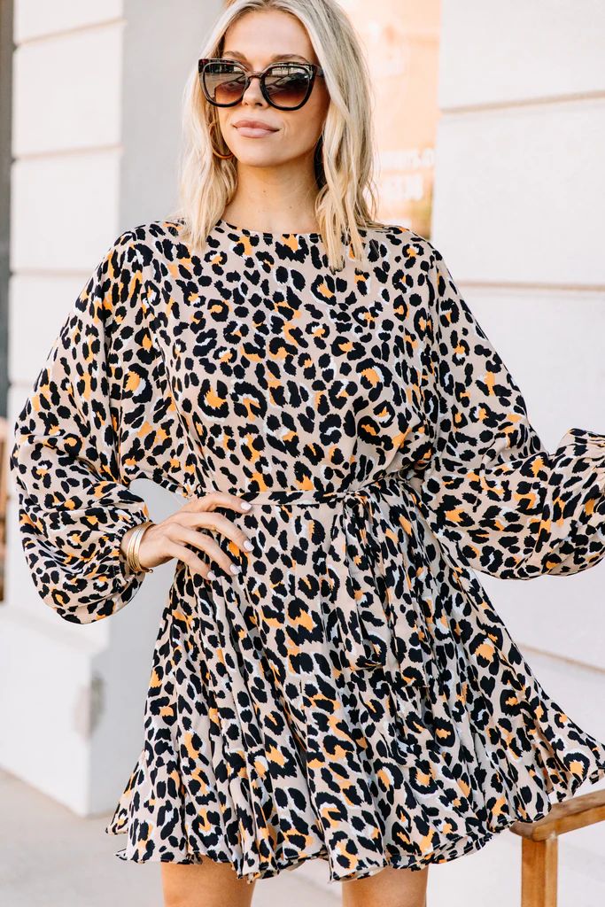 Dreams Come True Apricot Brown Leopard Dress | The Mint Julep Boutique