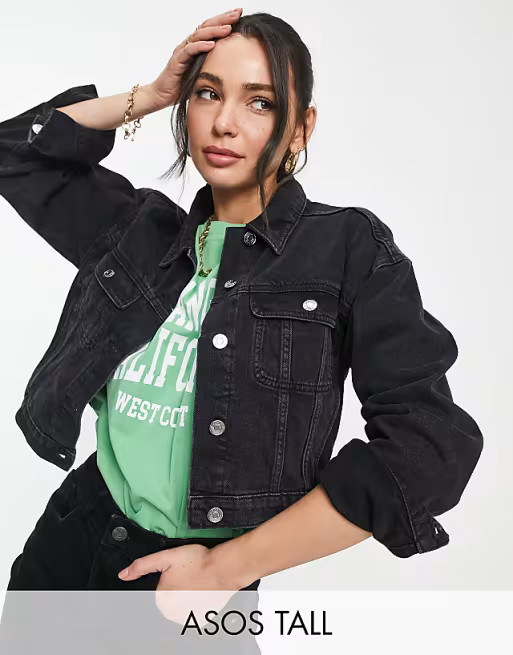 ASOS DESIGN Tall 'Original' denim jacket in washed black | ASOS (Global)