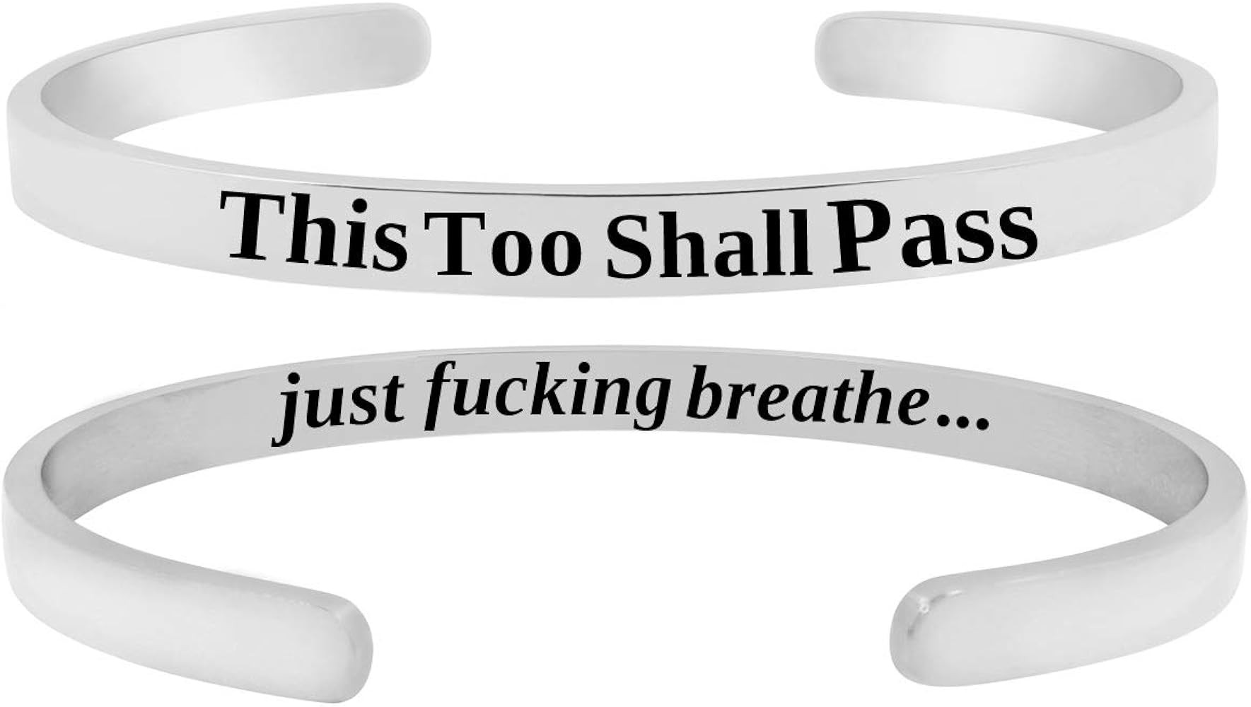 'Just Breathe and Keep F-ing Going'' Mantra Sayings Quotes Cuff Bracelet for Women & Teens, Stay ... | Amazon (US)