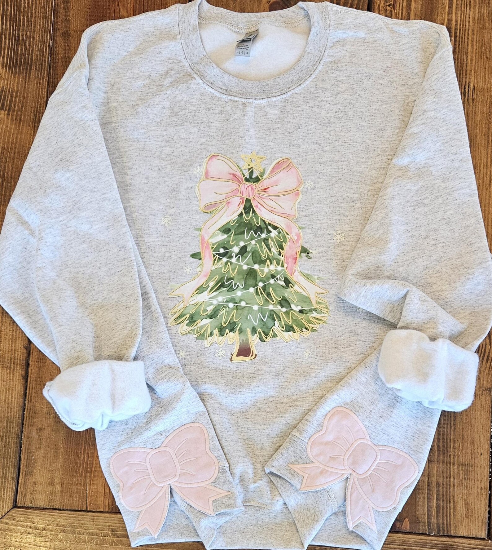 Christmas Tree Sweatshirt With Side Bows, Holiday Tree, Applique Side Bows, Embroidered Bows, Chr... | Etsy (US)